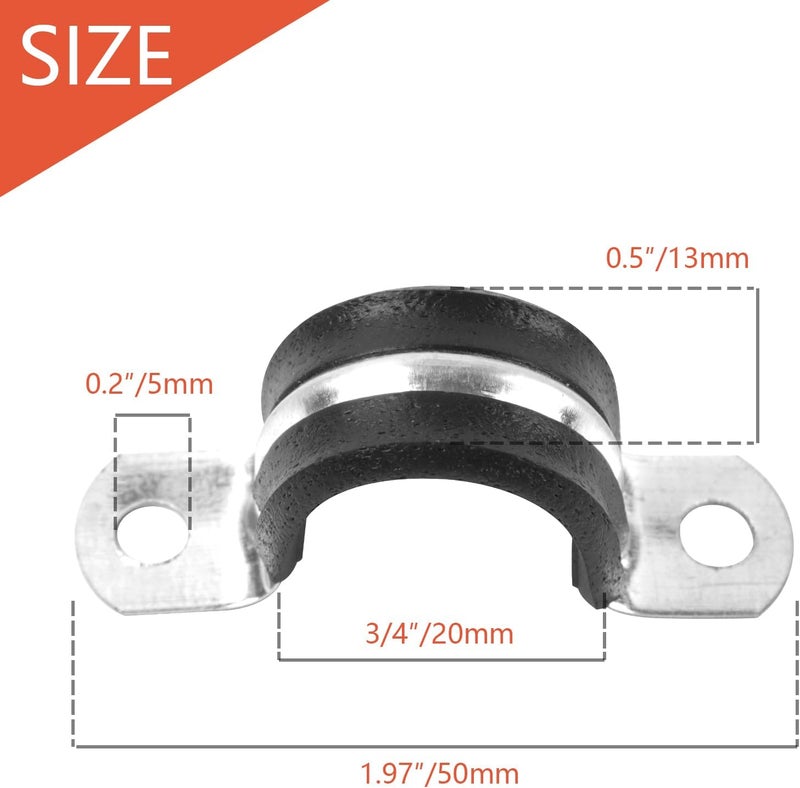 RGFXA 12PCS 3/4 Inch Cable Clamps, 2 Holes U Bracket Rubber Cushioned Insulated Clamp, Sturdy Clamp Conduits Strap Clamps for Pipe Fixing on Various Surfaces - Image 2